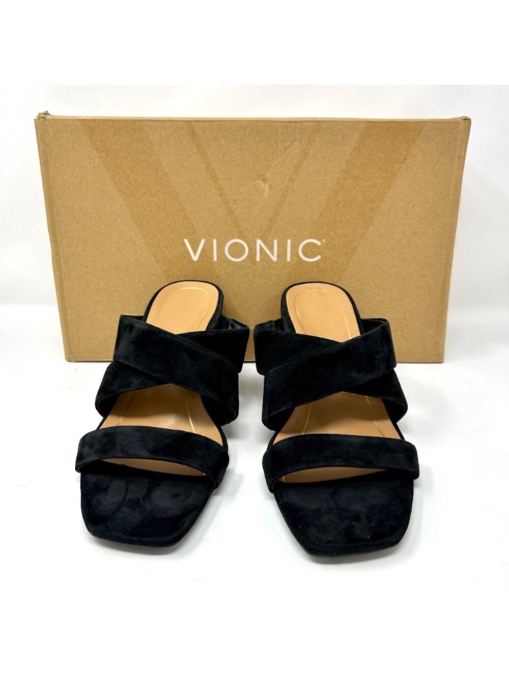 Vionic Merlot Women's Black Suede Slide Sandals Size 7.5 W Arch Support Comfort - Picture 5 of 9